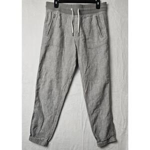 Athleta Cabo Linen Jogger Womens Size 8 Gray Drawstring Zip Pockets